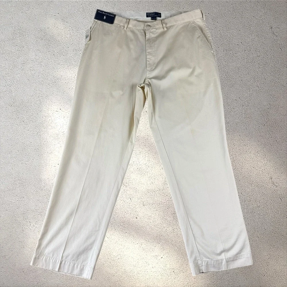 NWT‎ Polo Ralph Lauren Pants Mens 38x30 Tiss Chino Vintage 90s Khaki